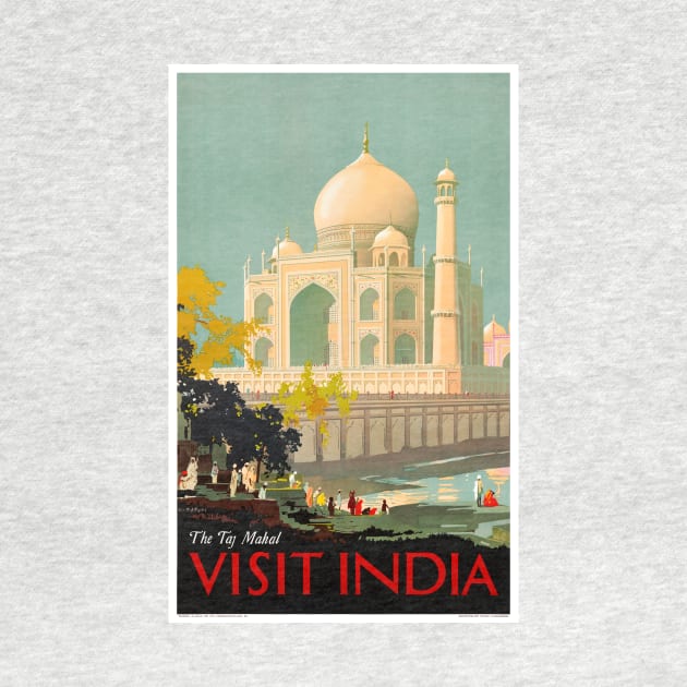 Vintage Travel Poster Visit India The Taj Mahal by vintagetreasure